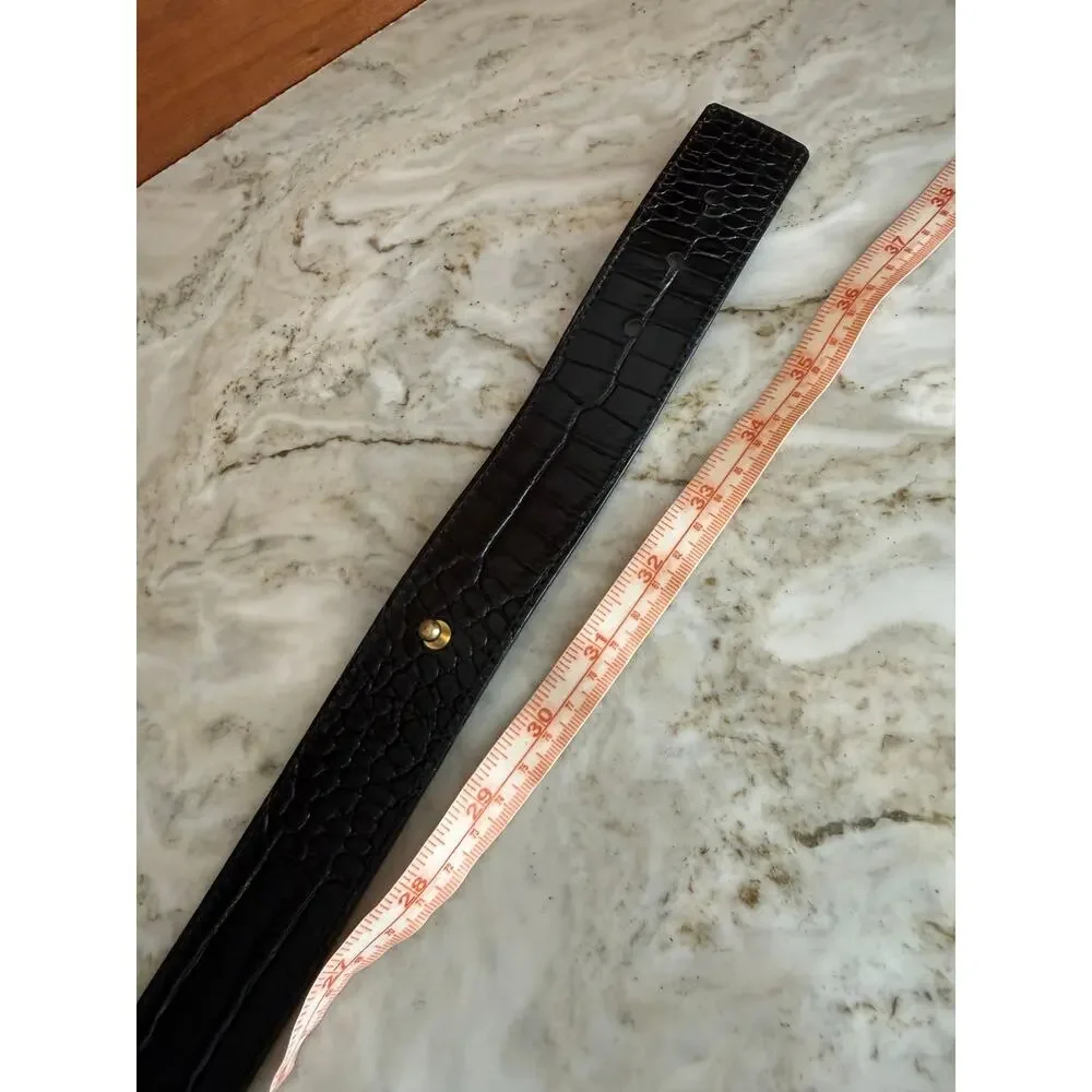 Talbots Croc Embossed Leather Belt Black S